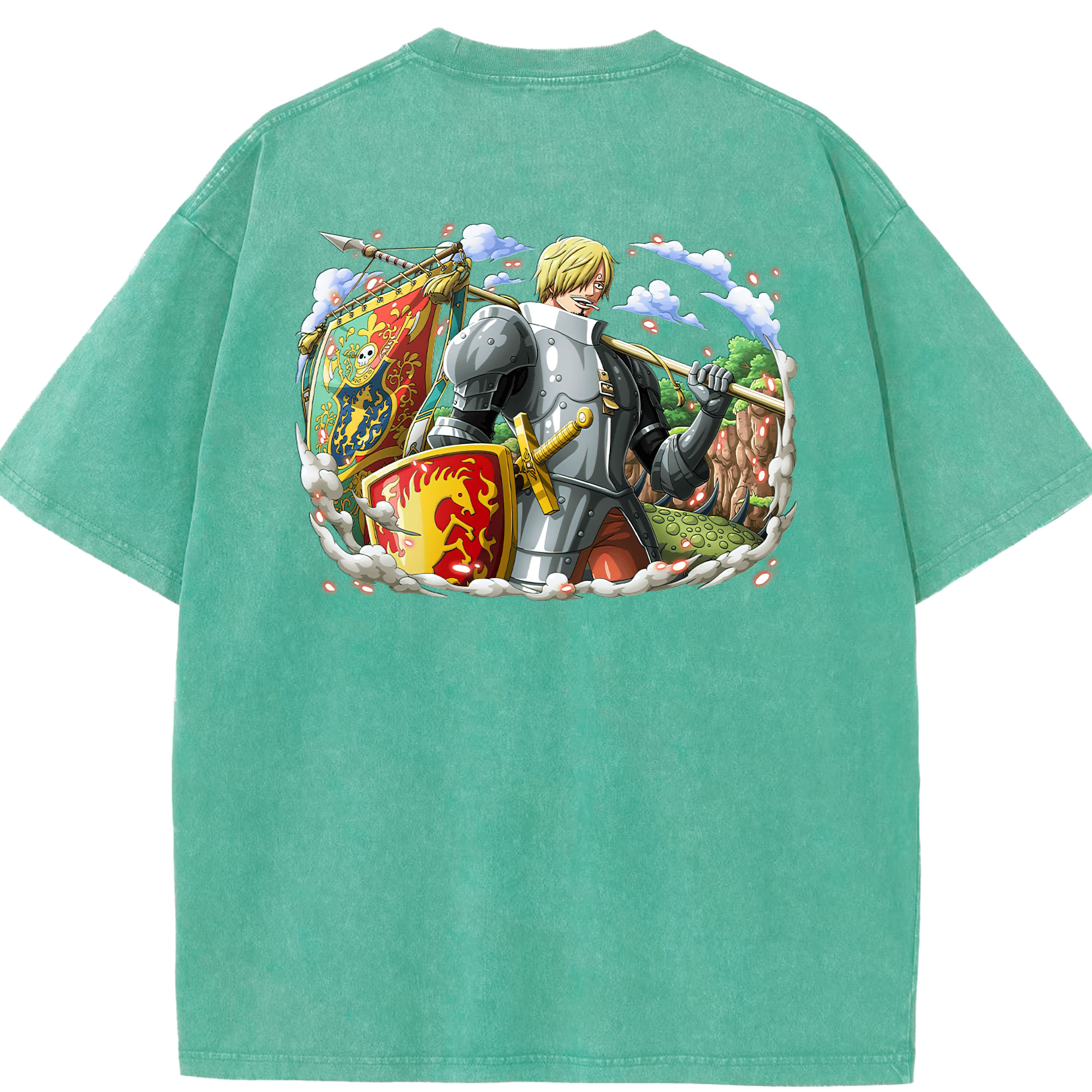 ワンピース サンジ ONE PIECE Sanji 綿100% ヴィンテージ風 半袖Tシャツ（背面プリント）